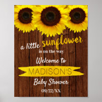 Little Sunflower On The Way! Baby Shower Welcome Poster