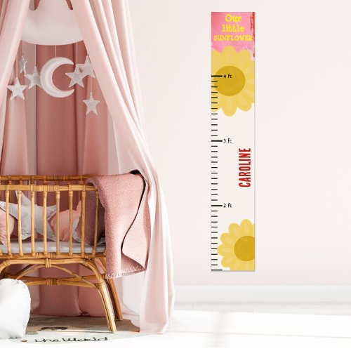 Little Sunflower Pink Girls Growth Chart