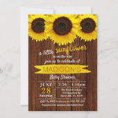Little Sunflower Rustic Wood Baby Shower Invitation (Front)