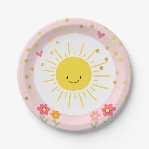 Little sunhine Paper Plates Birthday Girl Pink