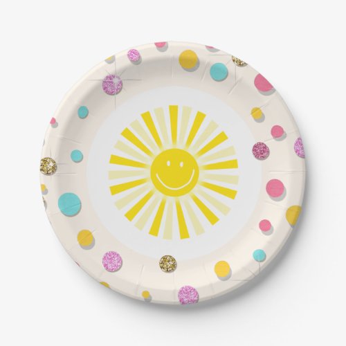 Little sunhine Paper Plates Birthday Girl Pink