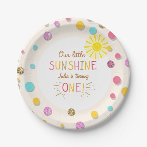 Little sunhine Paper Plates Birthday Girl Pink