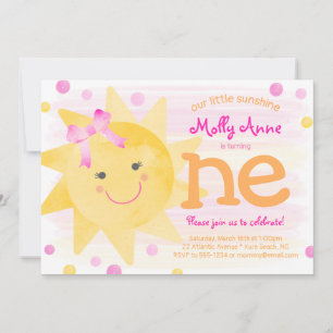 Little Sunshine 1st Birthday Girl Invitation