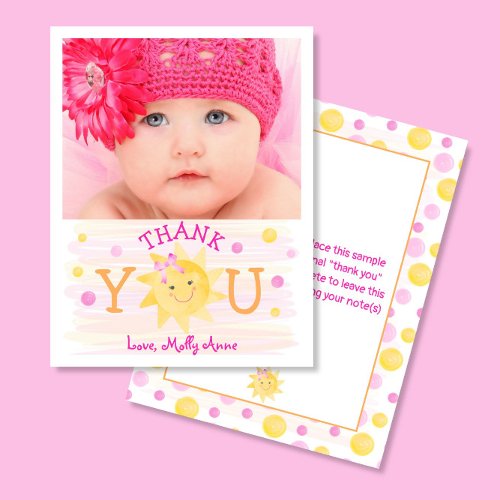 Little Sunshine 1st Birthday Girl Thank You Card