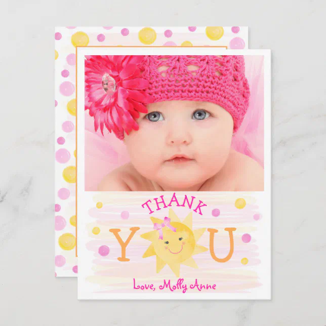 Little Sunshine 1st Birthday Girl Thank You Card | Zazzle