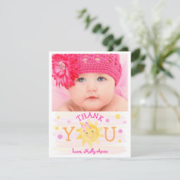 Little Sunshine 1st Birthday Girl Thank You Card | Zazzle