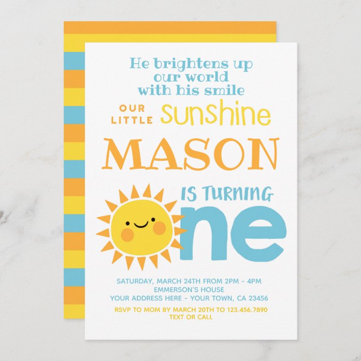 Little Sunshine 1st Birthday Invitation Zazzle