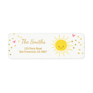 Little sunshine Address Labels Summer Pink Gold