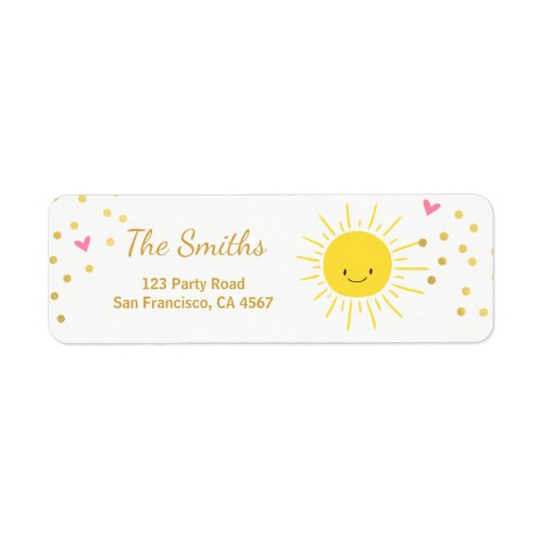 Little sunshine Address Labels Summer Pink Gold