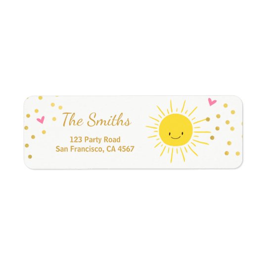 little-sunshine-address-labels-summer-pink-gold-zazzle