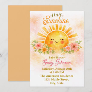 Little Sunshine Baby Girl Shower Invitation