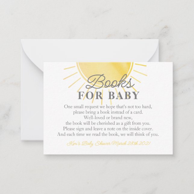 Little Sunshine Baby Shower Books for Baby Card (Front)