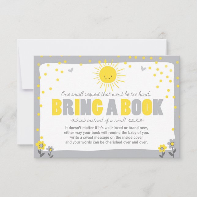 Little Sunshine Baby Shower Bring a book Neutral Invitation (Front)
