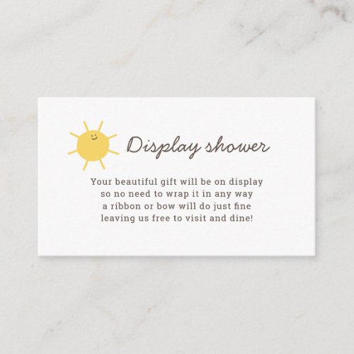 Little Sunshine Baby Shower Display Shower  Enclosure Card