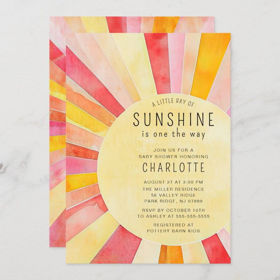  Little Sunshine Baby Shower Invitation
