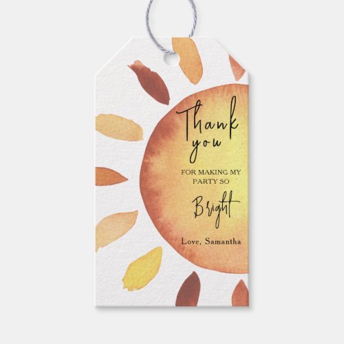 Little Sunshine Baby Shower or Birthday Thank you Gift Tags