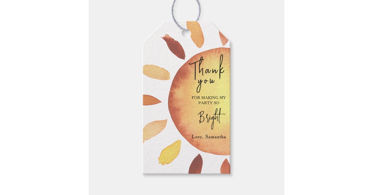 Little Sunshine Baby Shower or Birthday Thank you Gift Tags | Zazzle