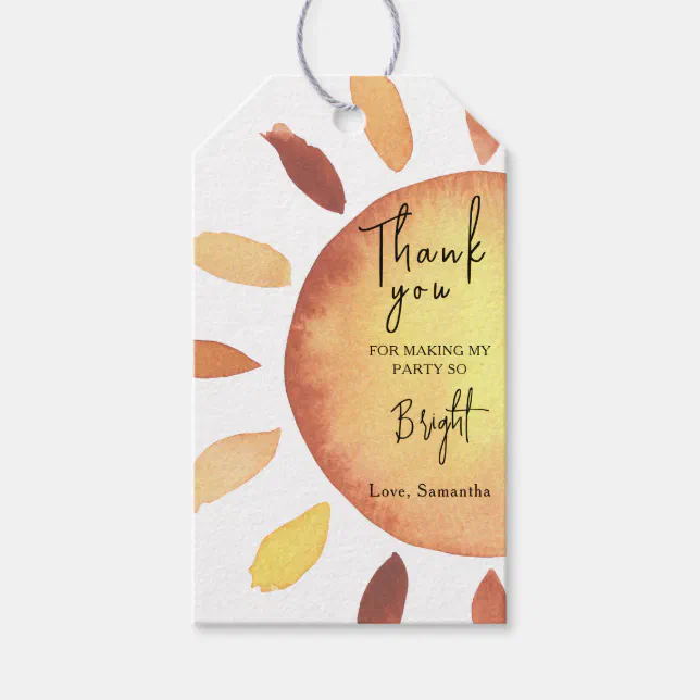 Little Sunshine Baby Shower or Birthday Thank you Gift Tags | Zazzle