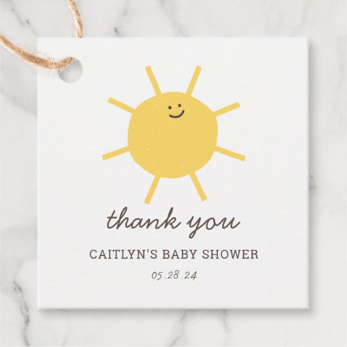 Little Sunshine Baby Shower Square Thank You Tags