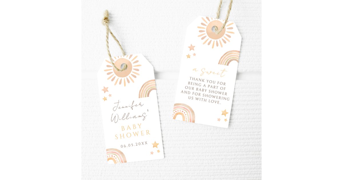 Little Sunshine baby shower thank you favor tags | Zazzle