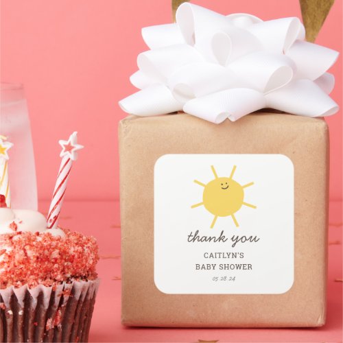 Little Sunshine Baby Shower Thank You Favors Square Sticker