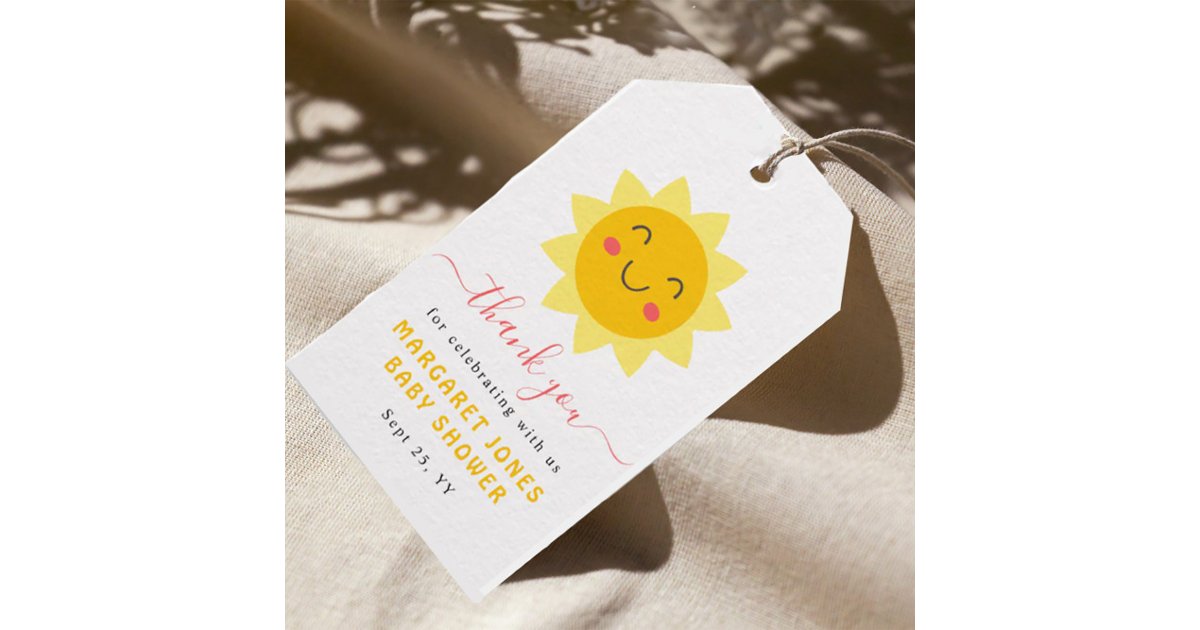 Little Sunshine Baby Shower Thank You Gift Tags | Zazzle