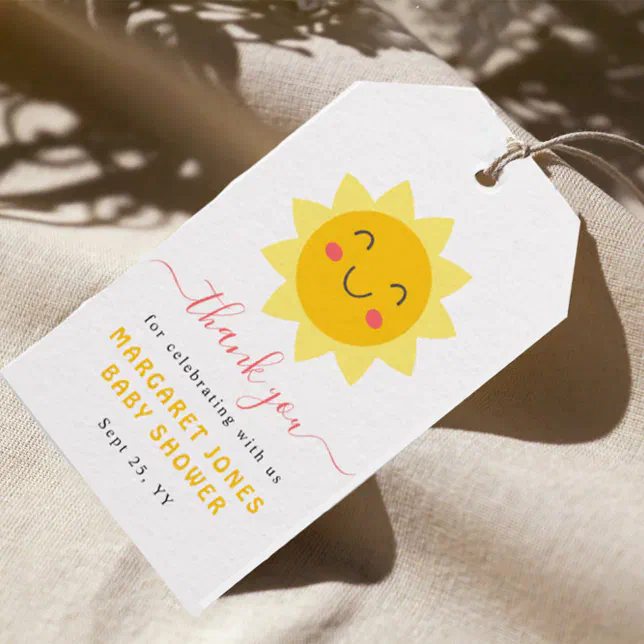 Little Sunshine Baby Shower Thank You Gift Tags | Zazzle