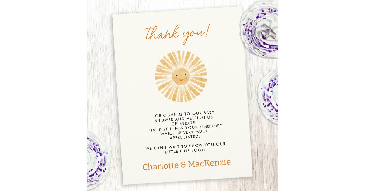 Little Sunshine Baby Shower Thank You Postcard | Zazzle
