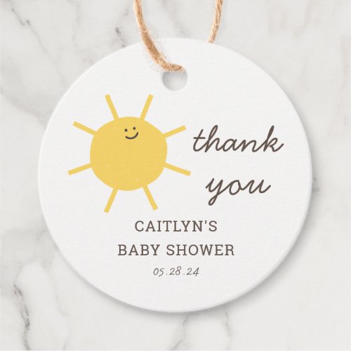 Little Sunshine Baby Shower Thank You Tags