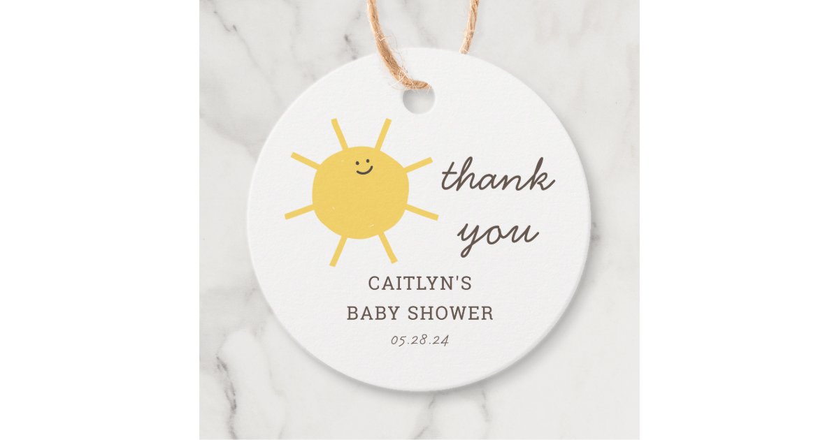 Little Sunshine Baby Shower Thank You Tags | Zazzle