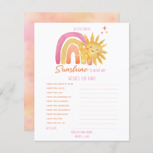 Little Sunshine Baby Shower Wishes for Baby  Invit