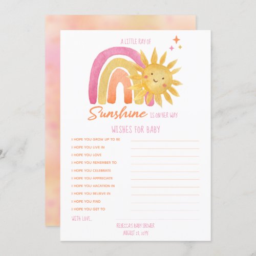 Little Sunshine Baby Shower Wishes for Baby  Invitation