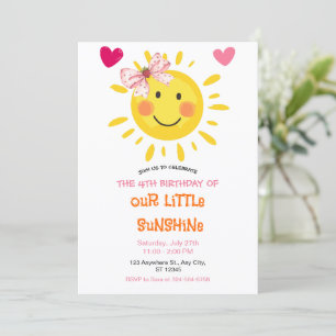 Little Sunshine Birthday Happy Sun Party Invitatio Invitation