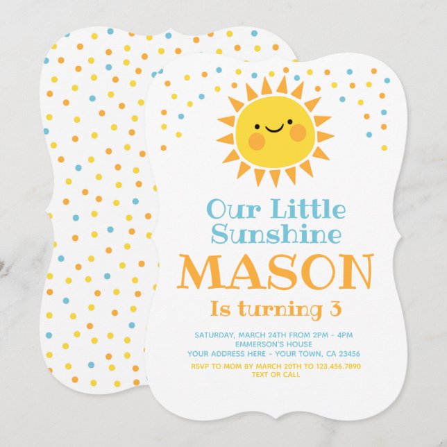 Little Sunshine Birthday Invitation (Front/Back)