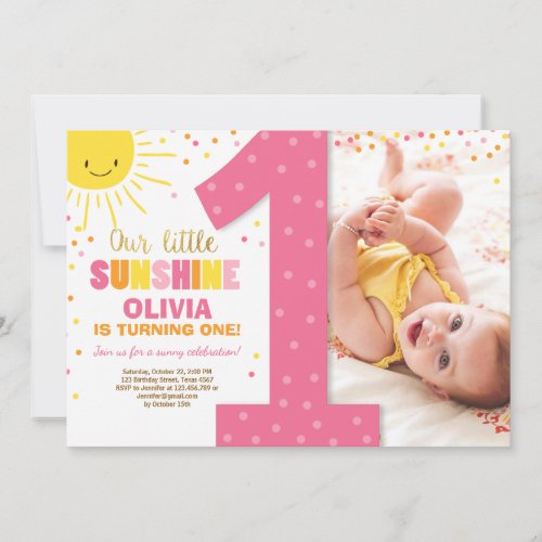 Little Sunshine Birthday invitation Lemonade Girl