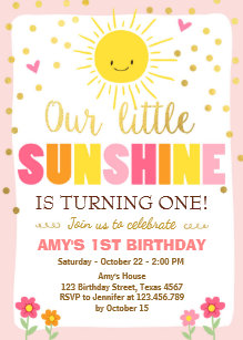 pink and gold 1st birthday invitations zazzle