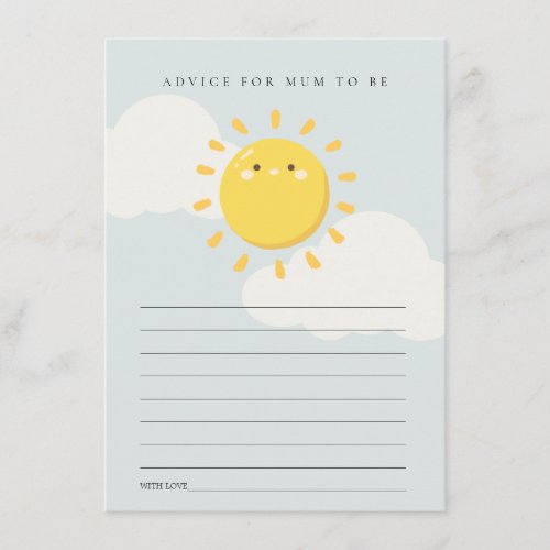 Little Sunshine Blue Advice for Mum Baby Shower Enclosure Card