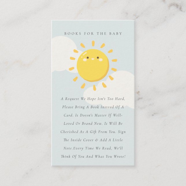 Little Sunshine Blue Books for Baby Shower Enclosure Card (Front)
