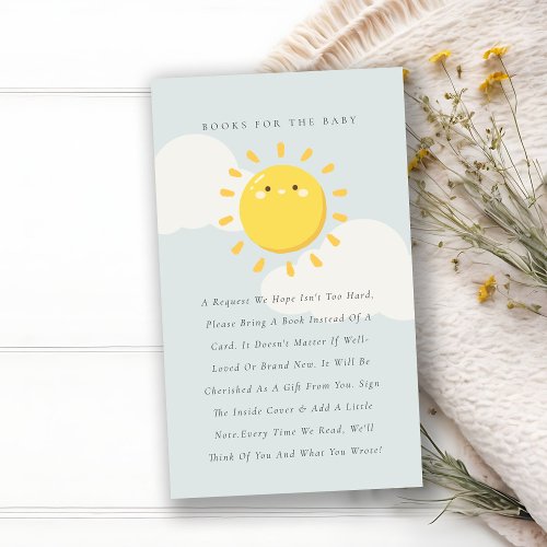 Little Sunshine Blue Books for Baby Shower Enclosure Card