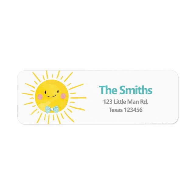 Little Sunshine Blue Bow Tie Return Address Label (Front)