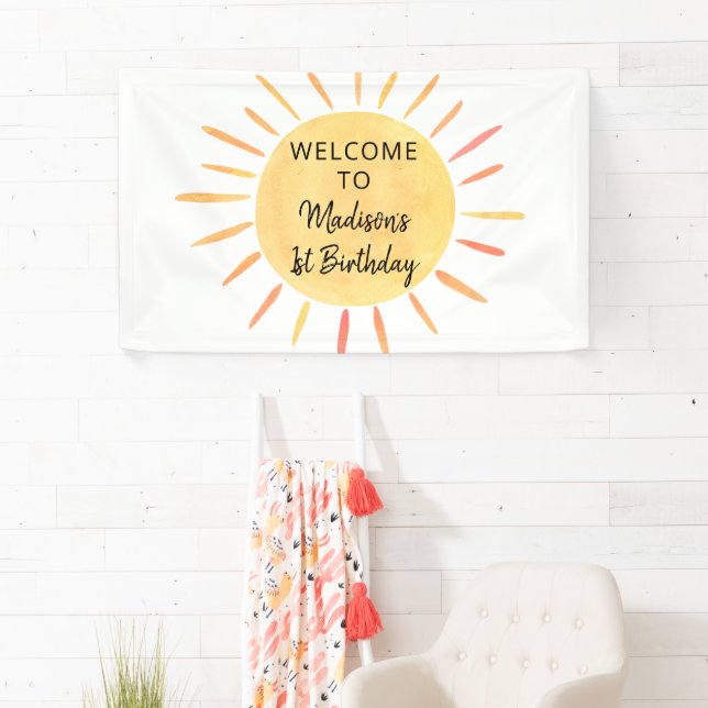 Little Sunshine Boho Birthday Banner (Insitu)
