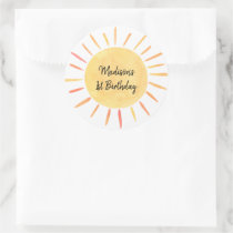 Little Sunshine Boho Birthday Classic Round Sticker