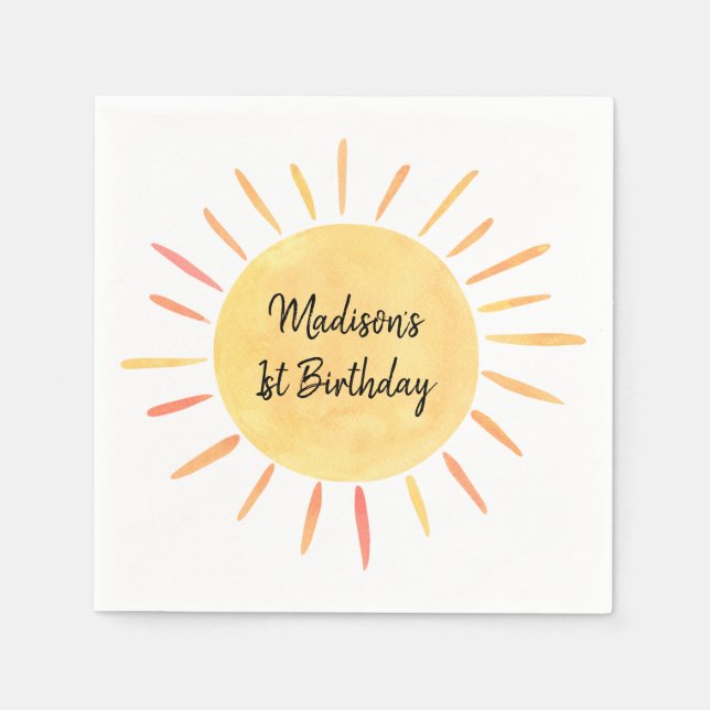 Little Sunshine Boho Birthday Napkins (Front)