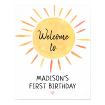 Little Sunshine Boho Birthday Welcome Poster