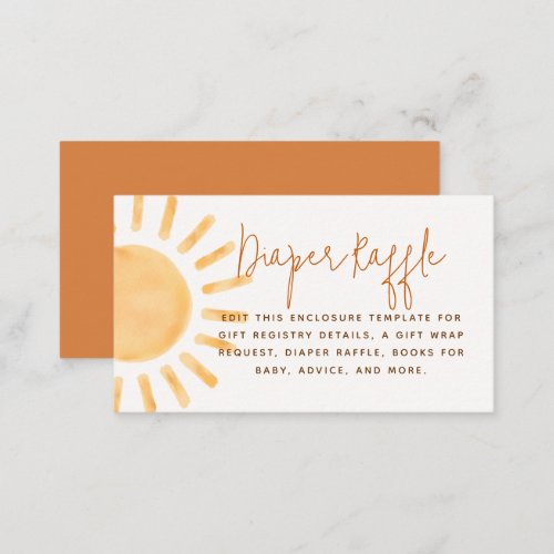 Little Sunshine Boho Gender Neutral Baby Shower Enclosure Card