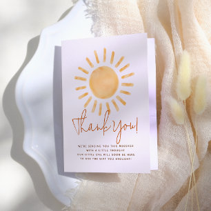 Little Sunshine Boho Gender Neutral Baby Shower Letterpress Thank You Card