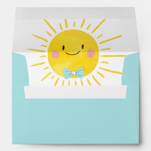 Little Sunshine Boy Blue Bow Tie Baby Sun Envelope