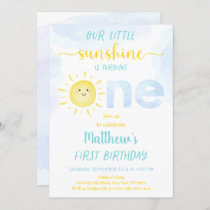 Little Sunshine Boy First Birthday Invitation