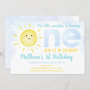 Little Sunshine Boy First Birthday Invitation