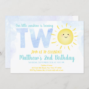 Little Sunshine Boy Second Birthday Invitation